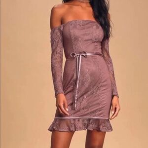 Lulu's Mauve Long Sleeve Dress